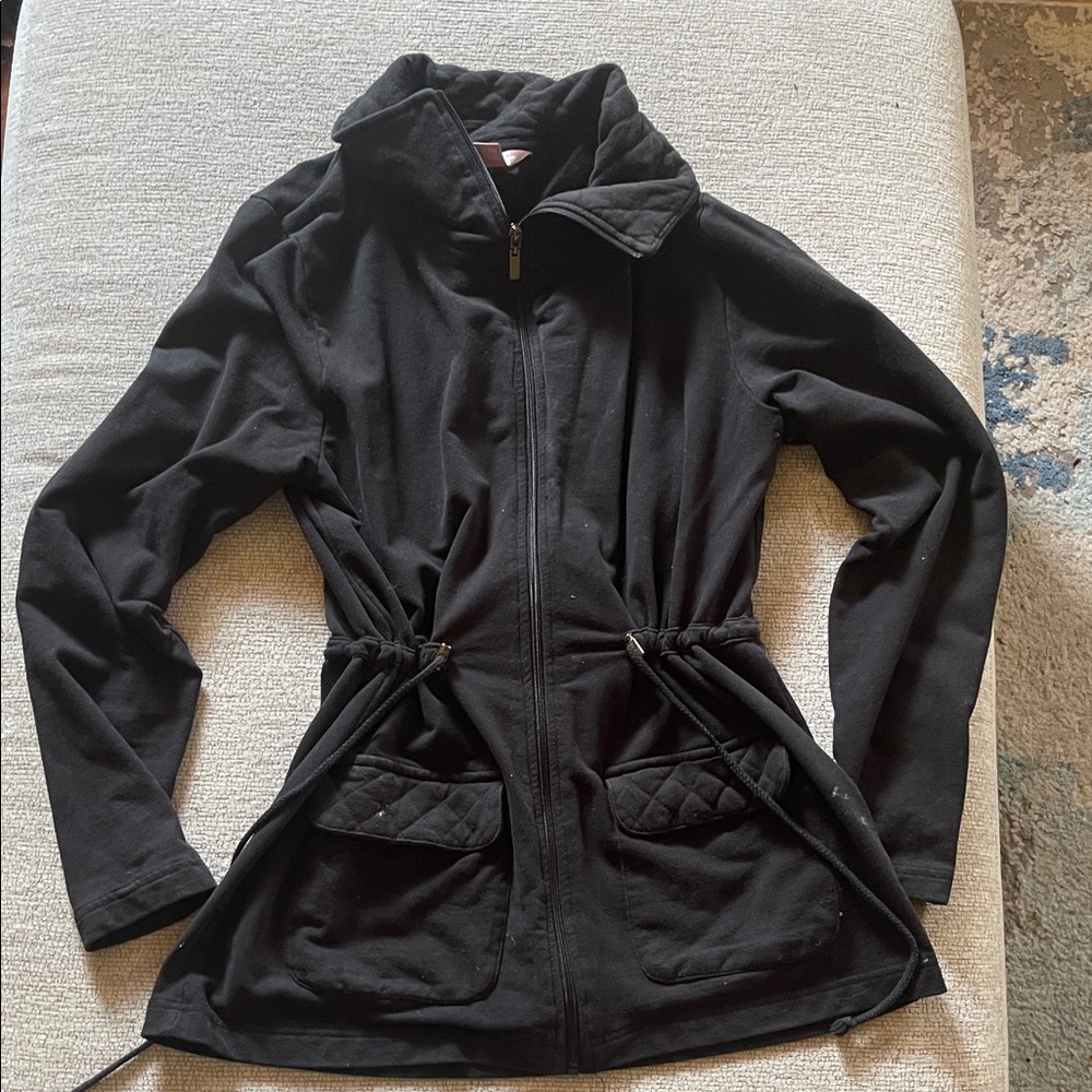 White Stag Black Zip-Up Utility Jacket with Cinch Waist